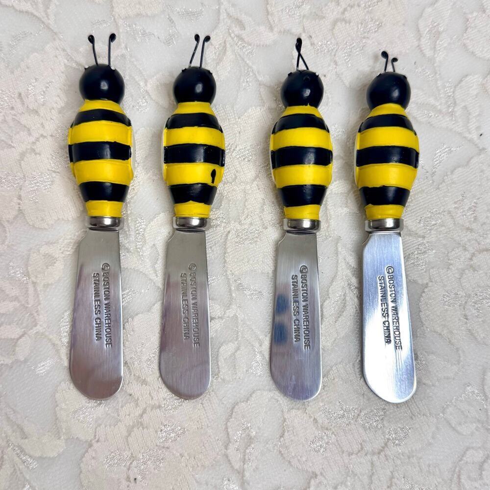 Bumble Bee Spreaders Set (4) Cheese Jam Boston Warehouse Kitchen Farmhouse